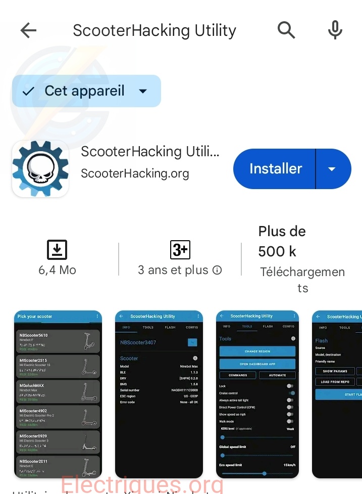 application débridage trottinette électrique ninebot max g2