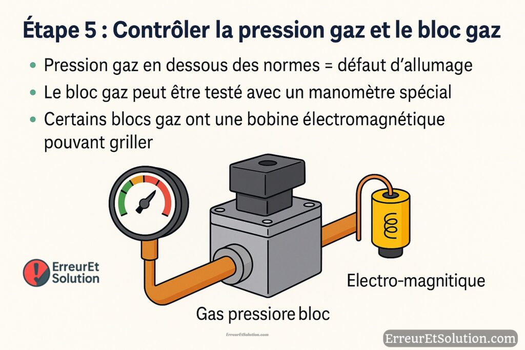 Contrôler la pression gaz et le bloc gaz