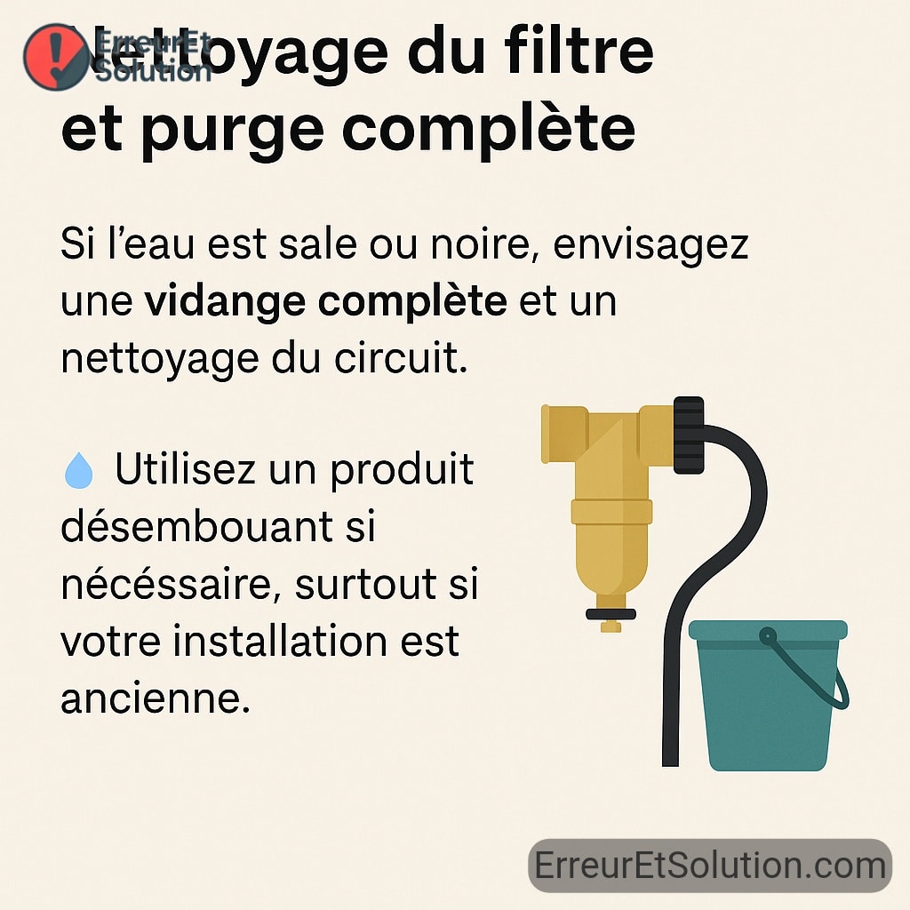 nettoyage du filtre et purge complète