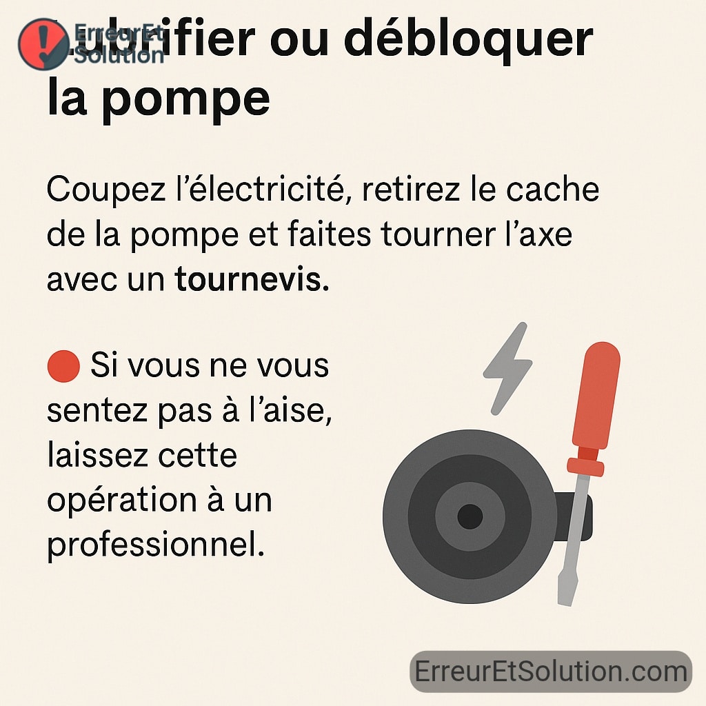 lubrifier ou débloquer la pompe