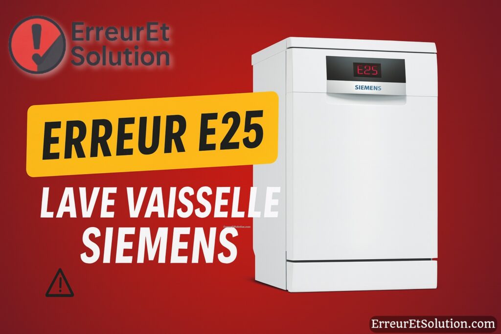 erreur e25 lave vaisselle siemens