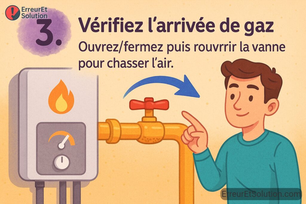 Vérifier l’arrivée de gaz erreur sp2 chaffoteaux