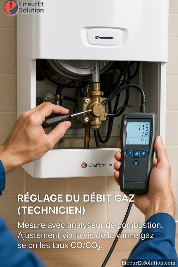 réglage débit gaz erreur sp1 chaffoteaux